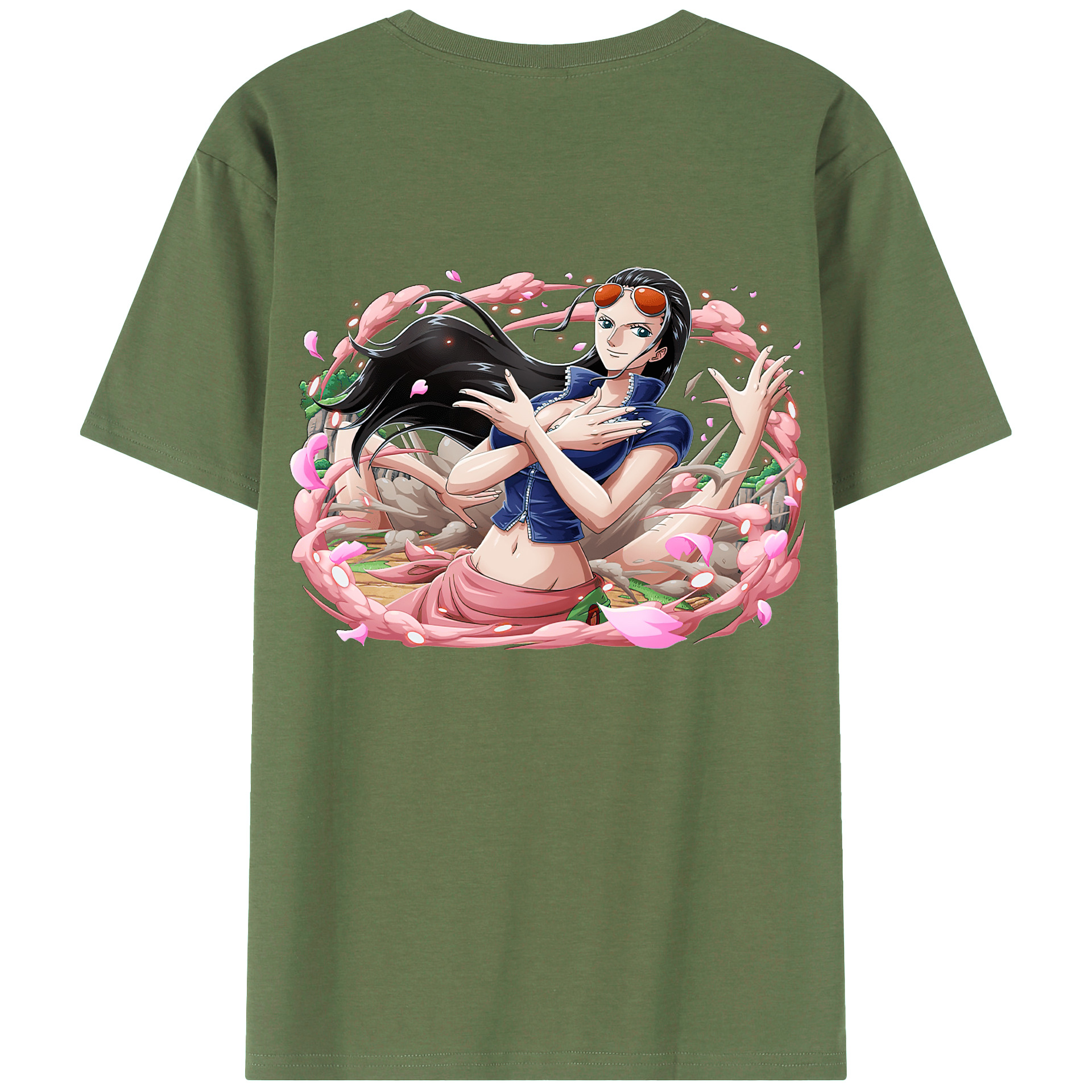 ワンピース ニコ・ロビン ONE PIECE Nico Robin 綿100％ メンズ半袖Tシャツ（バックプリント） 通気性